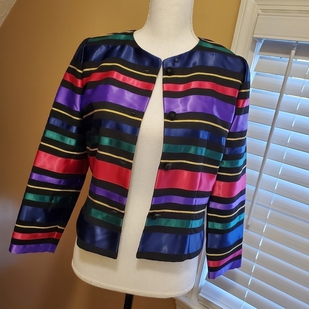 Talbots Striped Button Front Blazer Size 4, Class… - image 1
